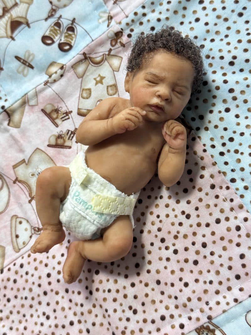 OOAK "Caspian", Polymer Clay Miniature Baby Boy - Image 11