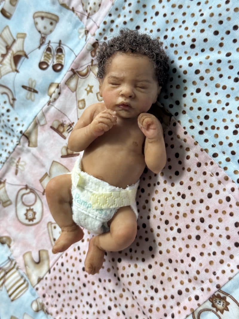 OOAK "Caspian", Polymer Clay Miniature Baby Boy - Image 12