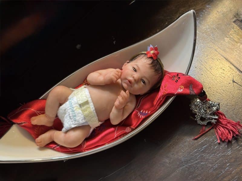 OOAK "Fortunate One", Polymer Clay Miniature Baby Girl - Image 9