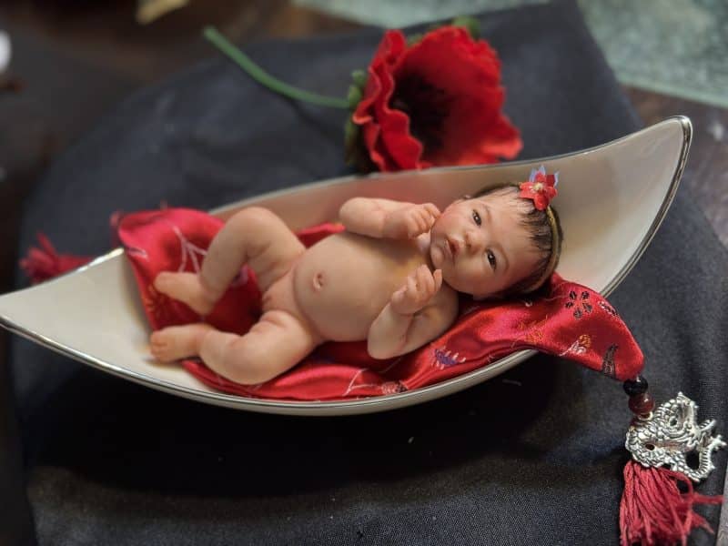 OOAK "Fortunate One", Polymer Clay Miniature Baby Girl - Image 8