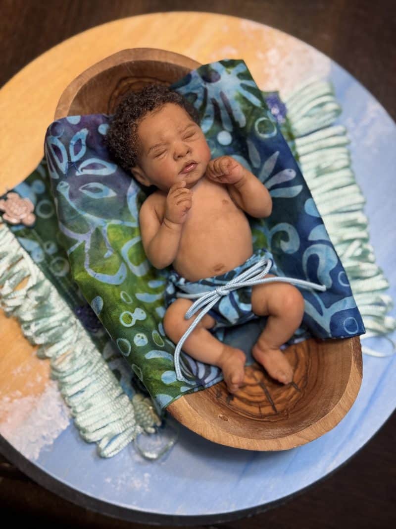 OOAK "Caspian", Polymer Clay Miniature Baby Boy