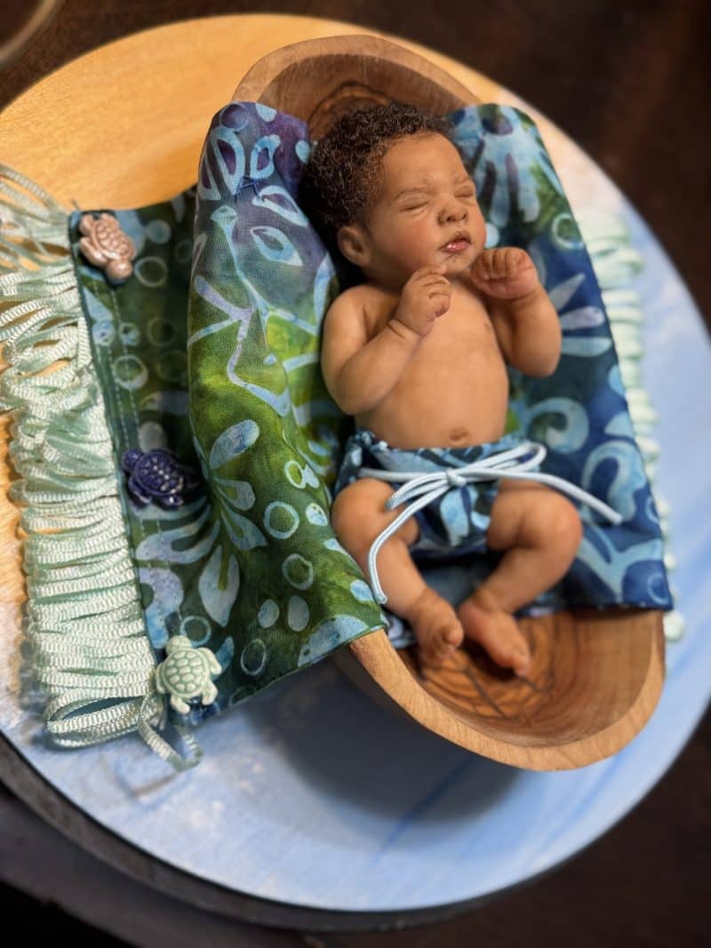 OOAK "Caspian", Polymer Clay Miniature Baby Boy - Image 9
