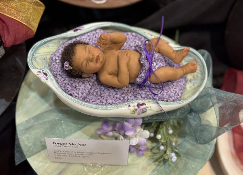 OOAK "Forget Me Not", Polymer Clay Miniature Baby Girl - Image 3