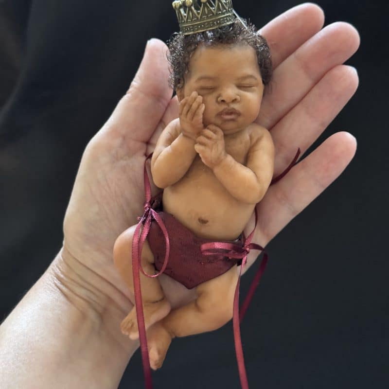 OOAK "King", Polymer Clay Miniature Baby Boy