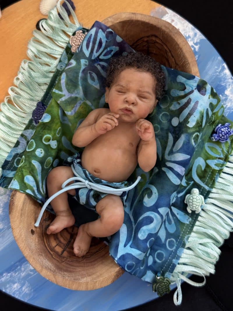 OOAK "Caspian", Polymer Clay Miniature Baby Boy - Image 2
