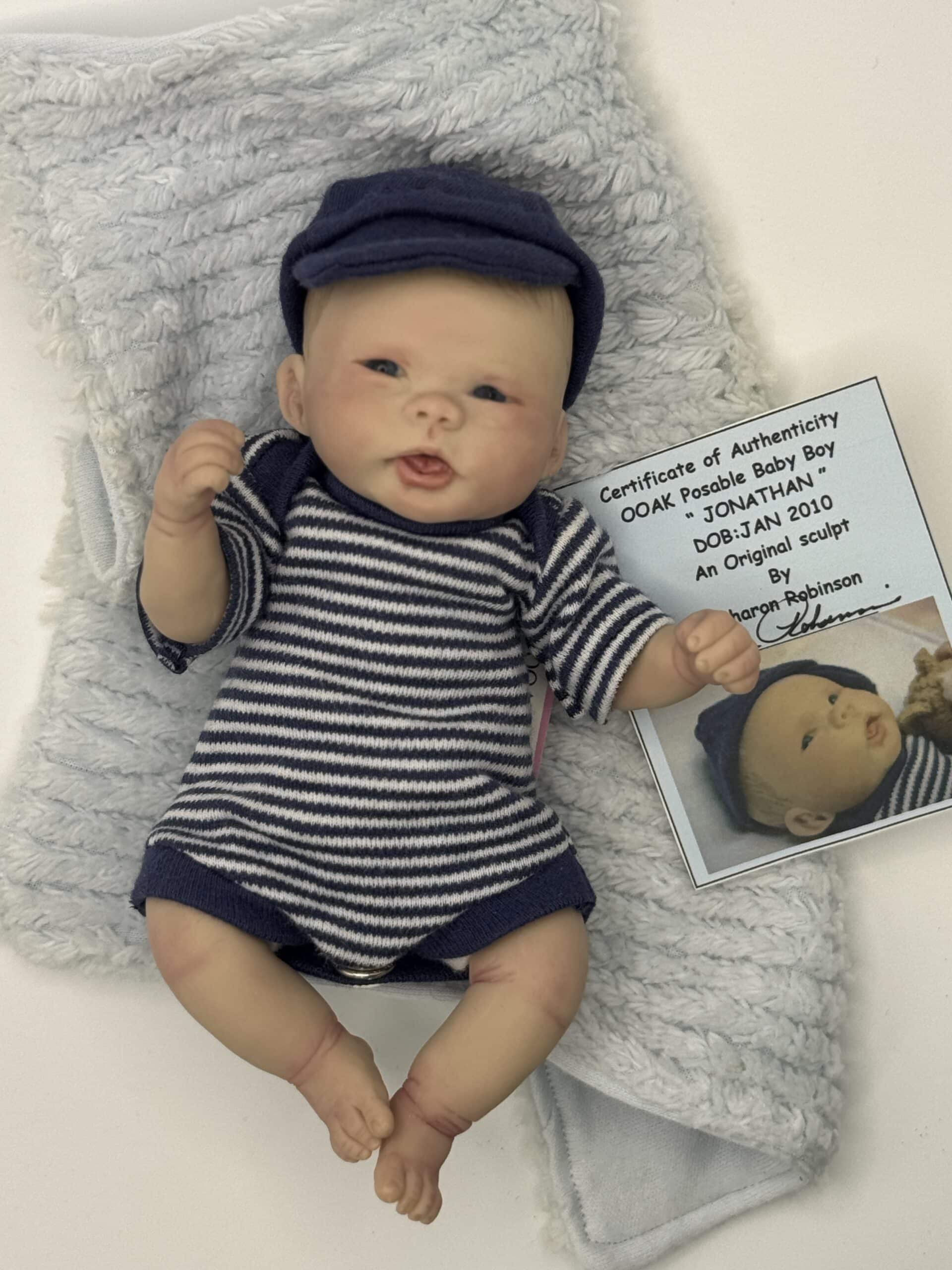 "Jonathan" OOAK 6.25 inch miniature with open eyes by Sharon Robinson Ullrich with COA 2010