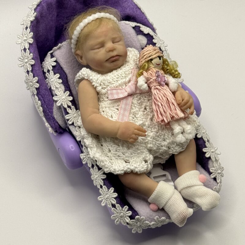 OOAK "Annabelle" 6 inch miniature with cloth body in polymer clay by Sherri Williams